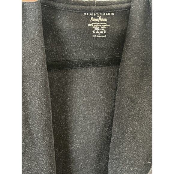 Neiman Marcus Majestic Paris Wool Longline Open Cardigan Sweater Grey Size 2 - Picture 2 of 6